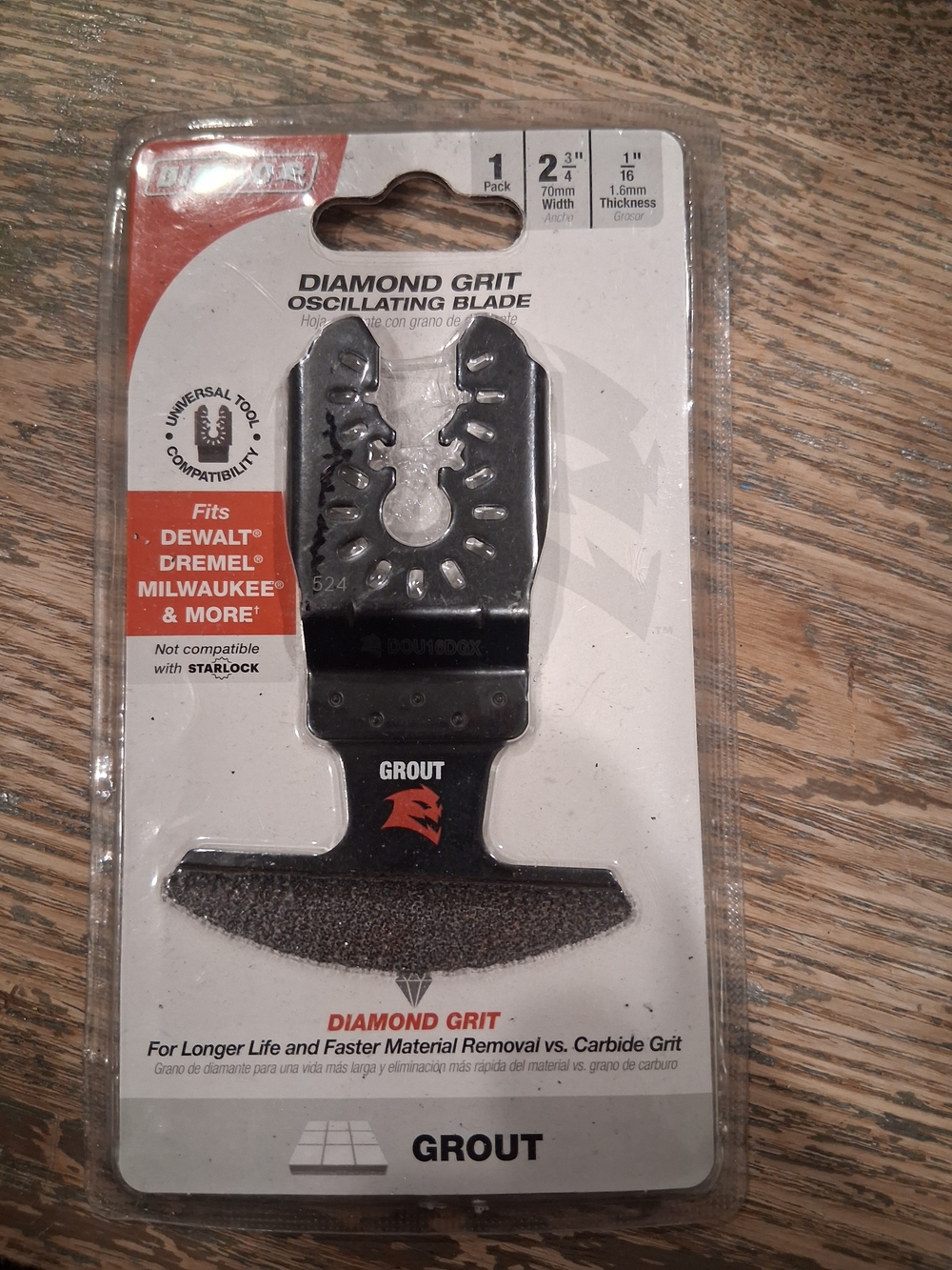 Diamond Grit Grout Oscillating Blade - Black